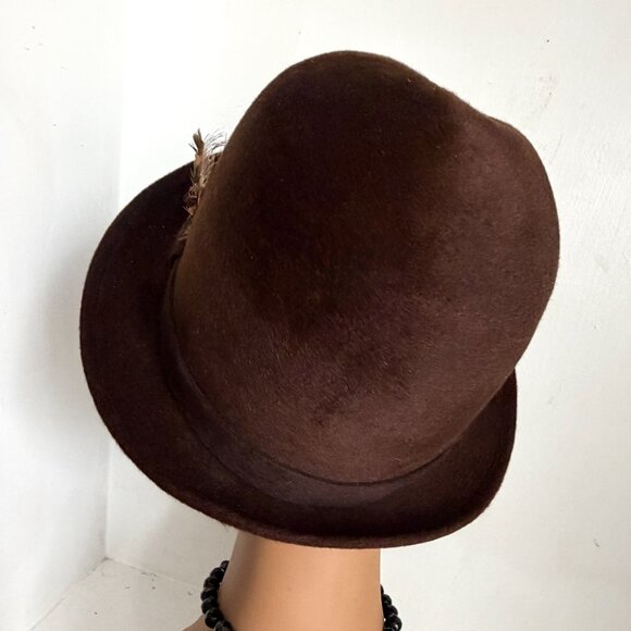 Vintage 50s Flechet Fedora Paris France Premium Fur Felt Brim Noir Hat Unisex main image 3